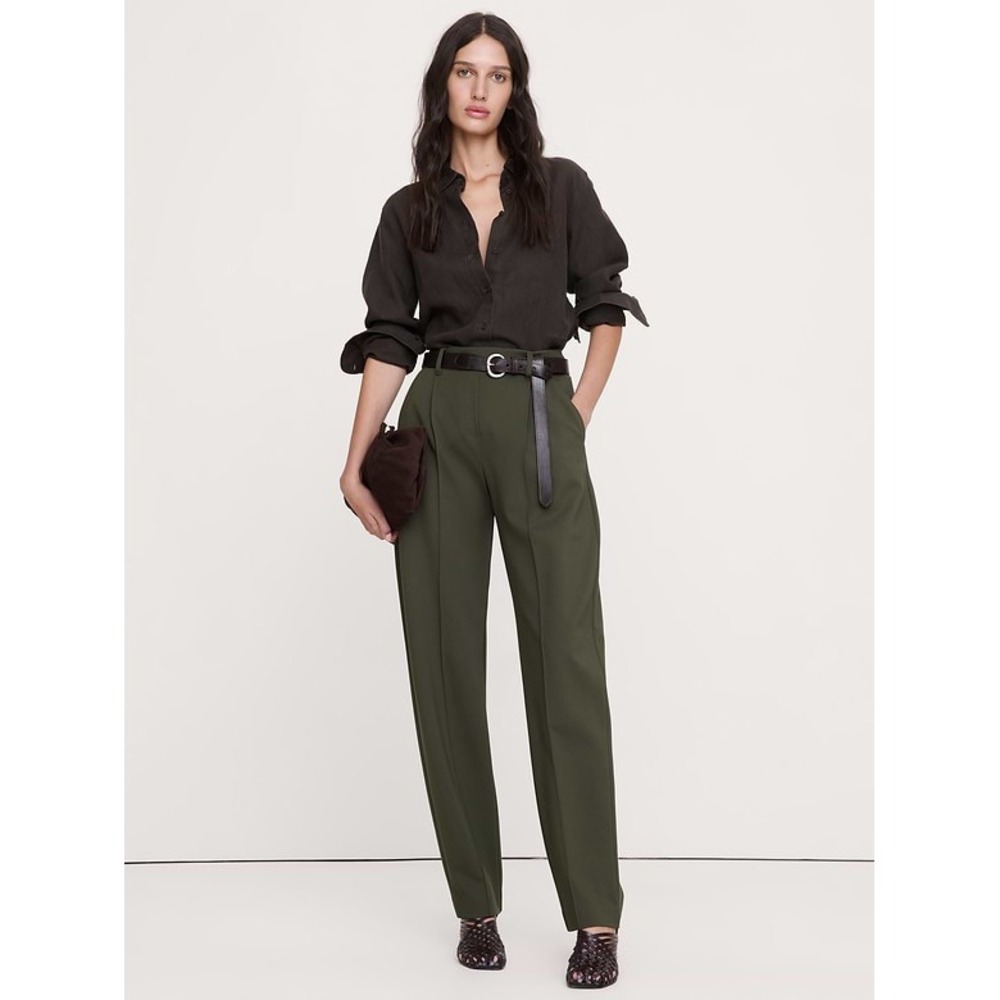 Banana Republic High-Rise Slim Drapey Ponte Pull-On Pants Olive Green Small
